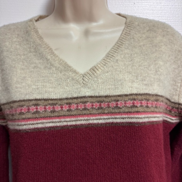 Old Navy Lambswool Fair Isle Sweater Size M Y2K V-Neck - Picture 2 of 6